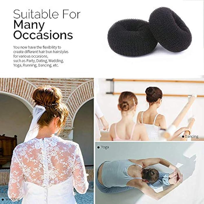 NICEMOVIC Hair Donut Bun Maker, Ring Style Bun, 2PCS Chignon Hair Medium Doughnut Shaper for Short and Thin Hair (Medium, 3 Inch/Black) - Image 4